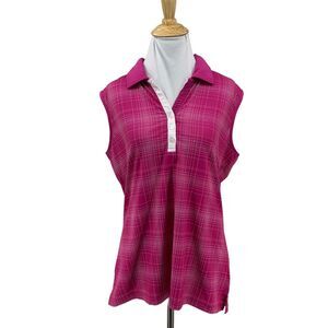 NVO Nivo Golf Sleeveless Polo Womens L Large Purple 1/4 Button Athletic Stretch